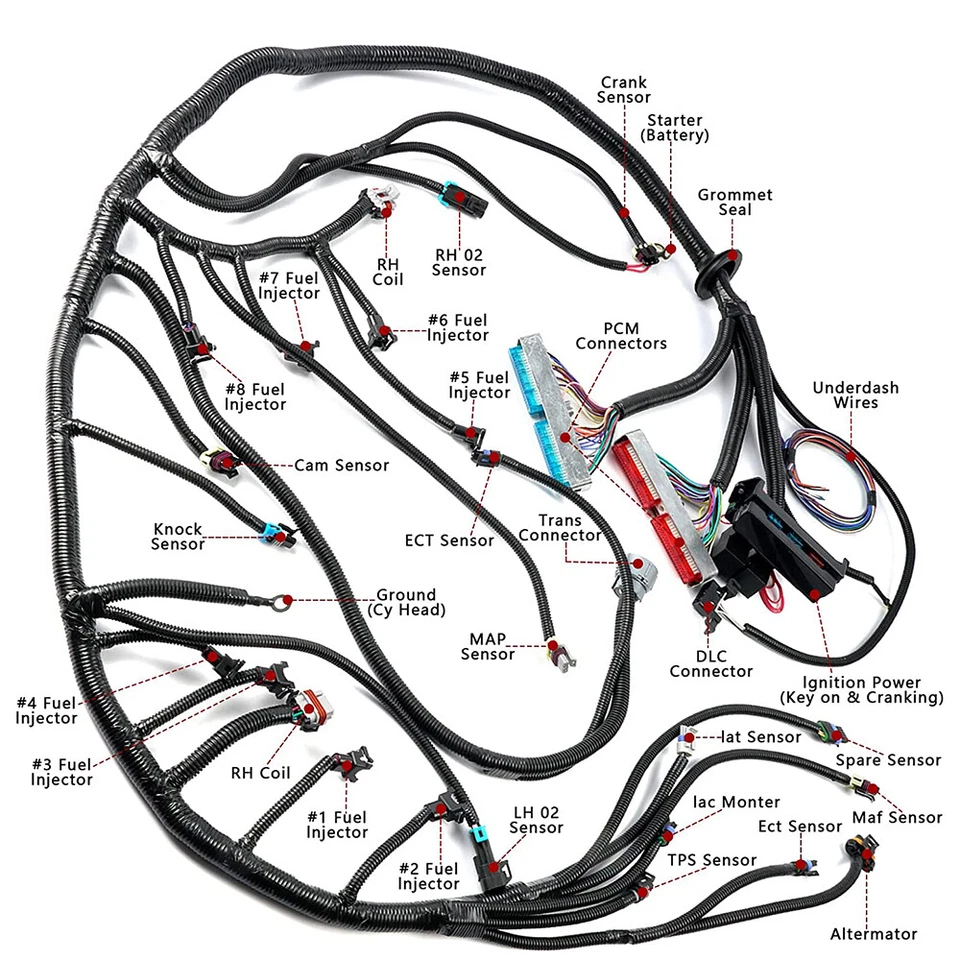 LS SWAPS STANDALONE WIRING HARNESS W/4L60E 1997-06 4.8L 5.3L 6.0L GM LS1 ENGINE - Image 4 of 4