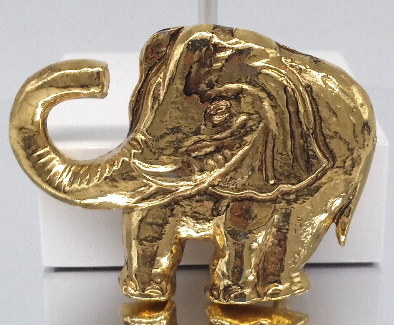 Elephant Scarf Clip Slide Gold Tone Metal Safari … - image 9