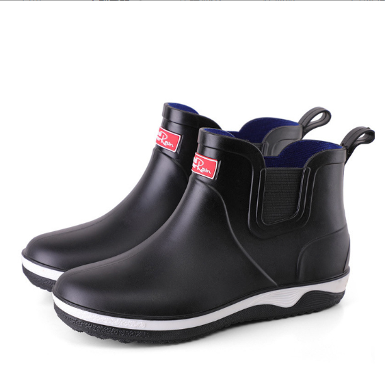 Rain Boots Mens  Non-Slip Pull On Booties Fashion Waterproof Low Top Shoes-image