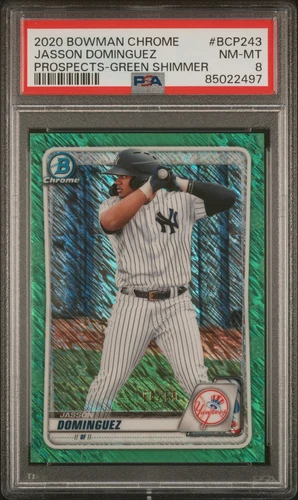 2020 Bowman Chrome Prospects Green Shimmer #BCP-243 Jasson Dominguez PSA 8 55/99