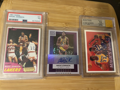 #ad Magic Johnson Card Lot 2 Autographed Cards one Graded 10 Auto amp; Solo Rookie 81 $999.00