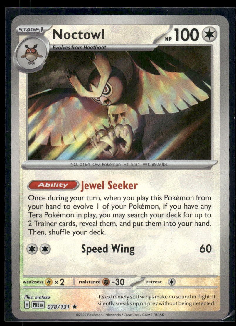 Noctowl Rare SV: Prismatic Evolutions 078/131 NM