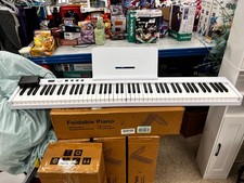 88-Key Folding Electric Piano Keyboard Semi Weighted Full Size MIDI Toy White