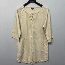 Lilla P Women 3/4 Sleeve Linen Blend Dress Size Large D014 -27