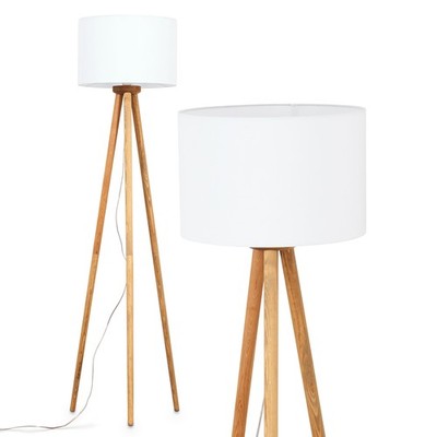 HOFSTEIN Tubione Stehlampe Holz/Metall mit Schirm aus Stoff Ø 38 cm Stehleuchte