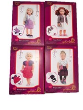 New Lot 4 Our Generation Deluxe 18  Doll Outfit Dress Shoes Purse Lace Coat Neck