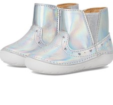 Stride Rite Sm Gigi Zip Shoes Infant Toddler Silver Iridescent BG038502 Leather