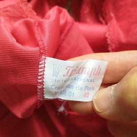 VTG Triumph International Slip Dress Nightgown M Red Antron Nylon Lace Austria