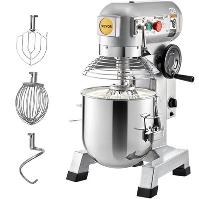 15Qt 500W 3-Speed 113/184/341 RPM Food Mixer & Timer Stainless Steel Bowl