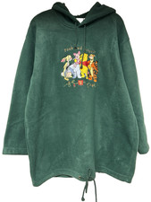 VTG 90s Size Large Winnie the Pooh  Friends Oversized Green Embroidered Hoodie