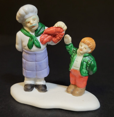 Christmas Valley Wonderful Holiday Village Go Along Figure Chef Holding Lobster