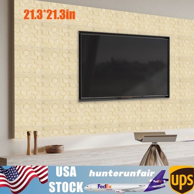Beige 21.3'' x 21.3'' 3D Honeycomb Tile Brick Wall Sticker Waterproof Wall Panels