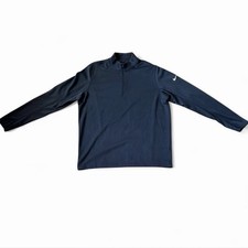 Nike Golf Dri-FIT Moisture Wicking Navy Blue 1/4 Zip Long Sleeve Polo Men's L