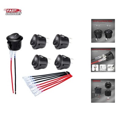 Listed ON Off Round Rocker Switches SPST 20mm Mini 12 Volt DC Mini ...