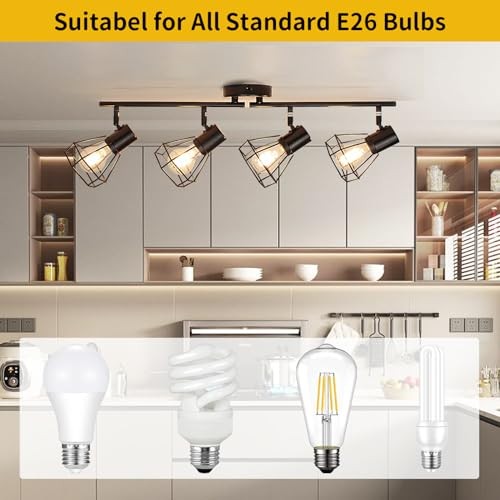  Track Lighting Kit, Directional Rotatable Ceiling Light Fixtures, 4-Light