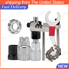 6PCS Bike Tool Kit w/ 3-in-1 Cassette Remover Wrench Crank Puller Extractor US