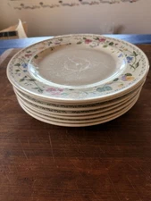 Farberware English Garden 225A Stoneware Dinner Plates Set Of 7 Vintage