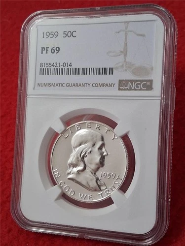 1959 Ben Franklin 50C 90% SILVER HALF DOLLAR NGC PF 69                  #MF-0551