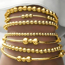 7pcs/Set Silver/Gold Beaded Bracelet Set Creative Jewelry Stackable Bracelet  
