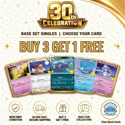 Pokemon 30th Celebration - Master Set - Choose Your Card - NM - Buy 3 Get 1 Free