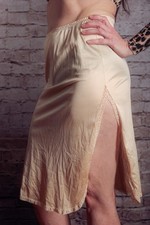 Vintage Vanity Fair Satin High Slit Half Slip Small TT Knee Beige Retro Glam