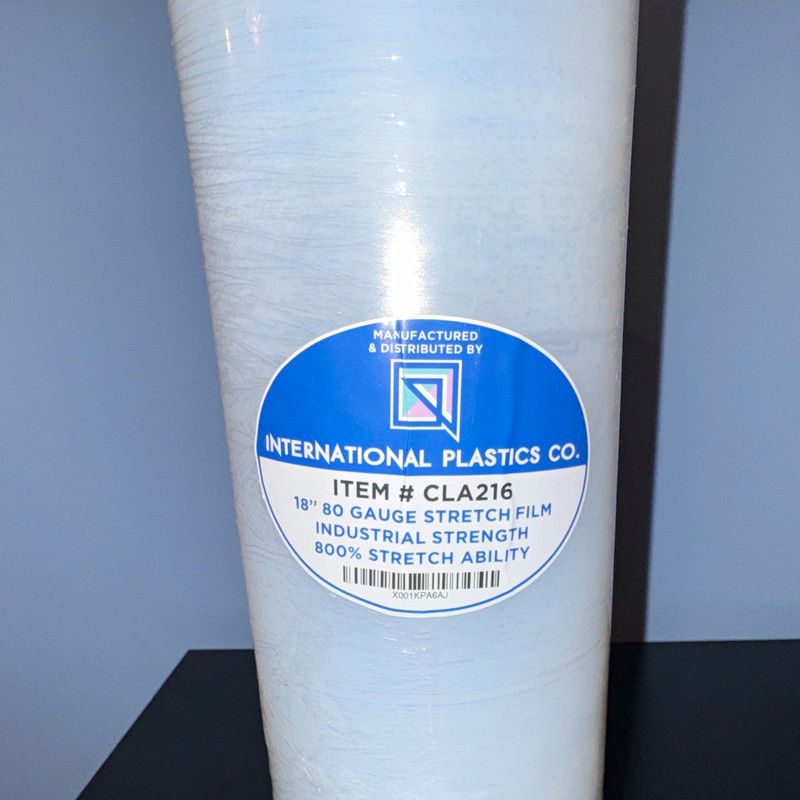 International Plastics Co. CLA216 18" 80 Gauge Stretch Film, Industrial Strength