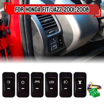1xLED Dashboard Control Switch Button wWire Harness For Honda Fit Jazz 2001-2008