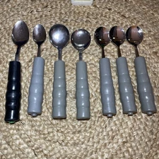 Lot of 7 Adaptive weighted spoons 7 ounce various sizes with large handles