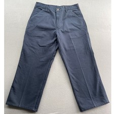 Carhartt Pants Mens 36x30 Navy Blue Work Carpenter Double Knee Cotton Twill B11M