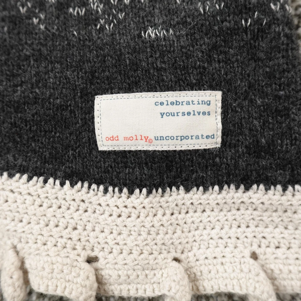 NOVO Suéter Feminino Odd Molly M Preto Nórdico Fair Isle Malha Crochê Anthropologie - Imagem 3 de 4