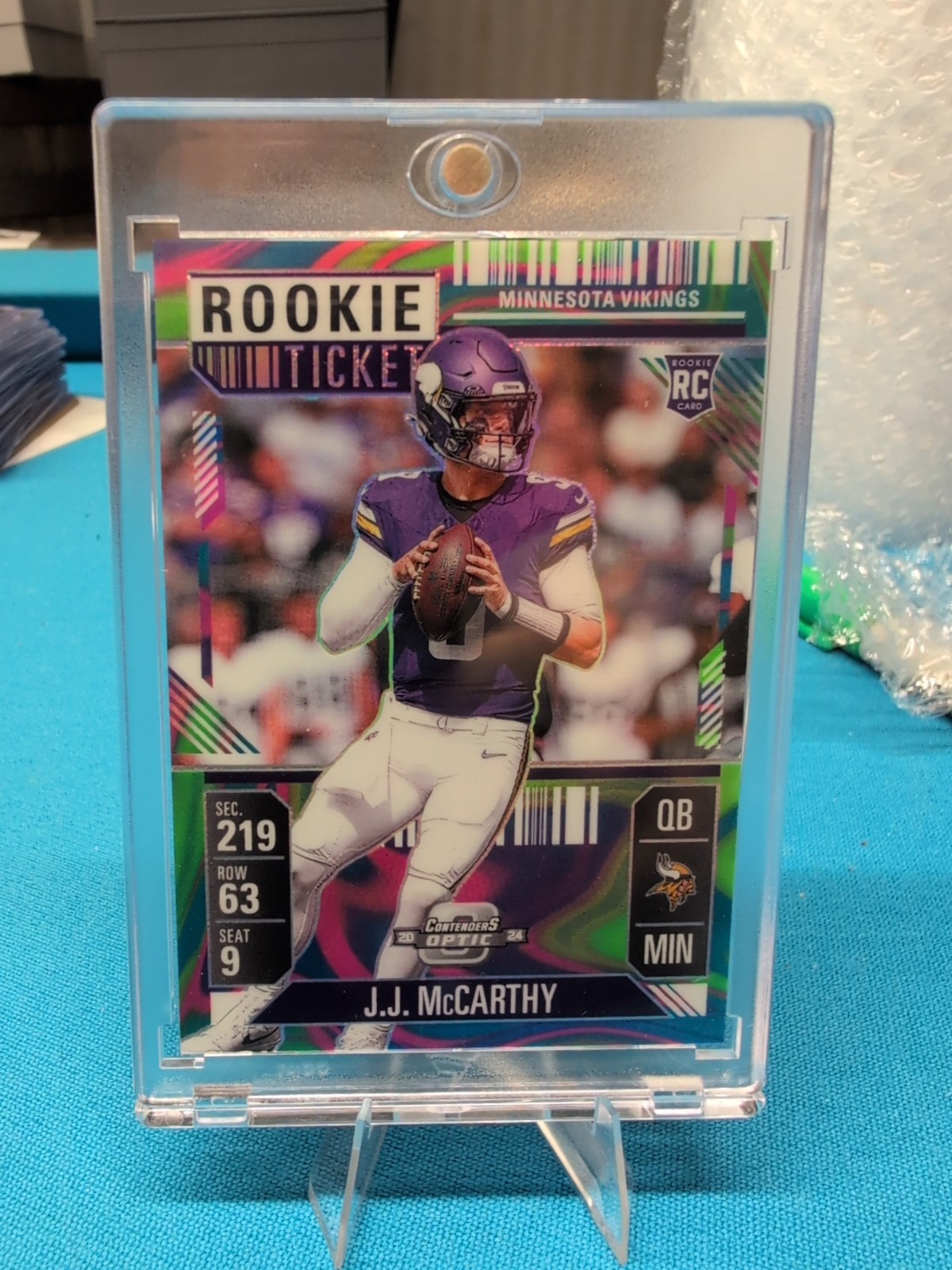 2024 Panini Contenders Optic - Rookie Ticket J.J. McCarthy #71 Neon Marble 1/4🔥