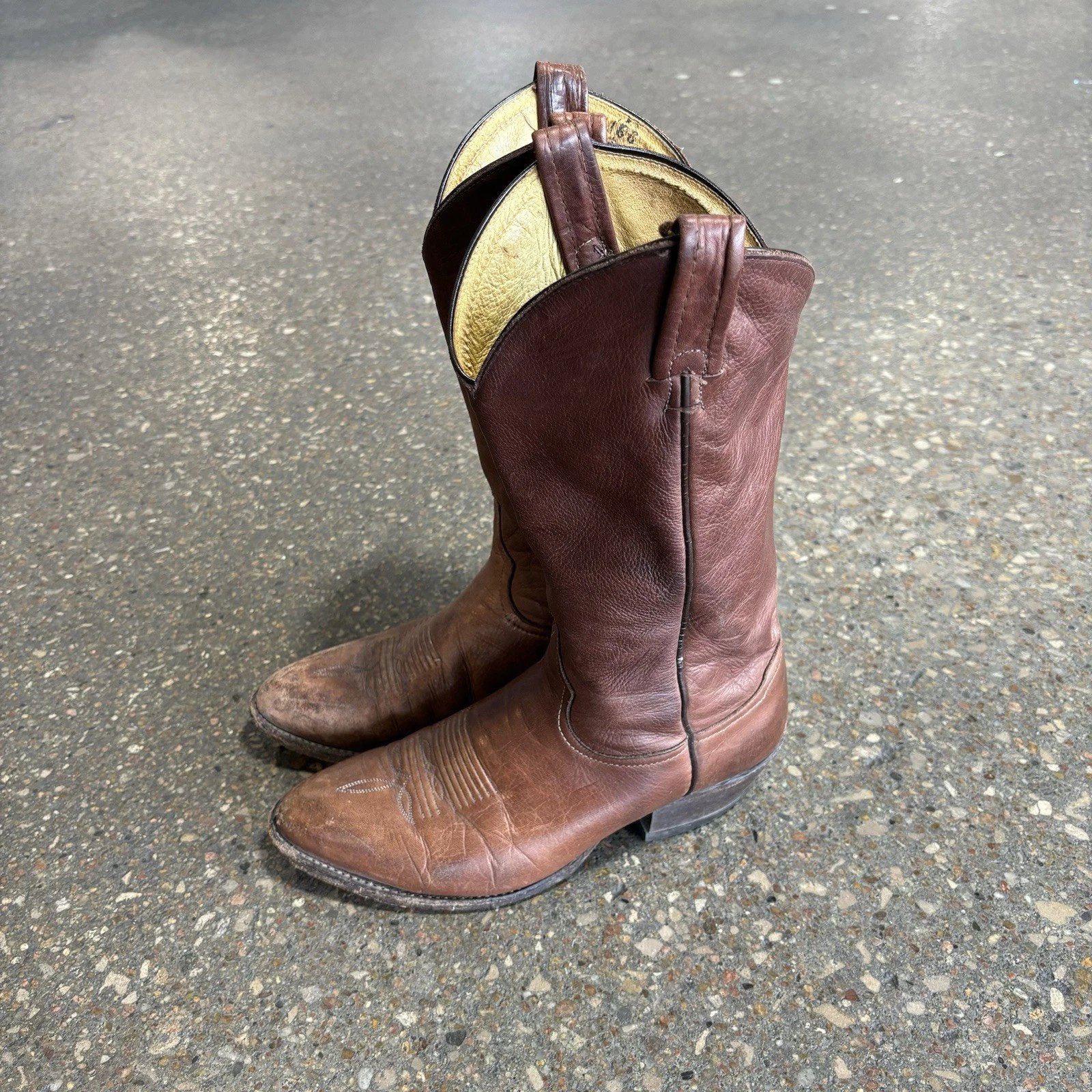Vintage Tony Lama 6153 Men's Brown Leather Cowboy Boots Western Rodeo Size 8.5D