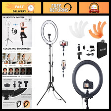 18" Dimmable LED Ring Light Kit with 70" Stand, Phone Clip for Video, Selfie  S