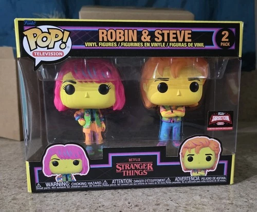 Funko Pop! 2 Pack Stranger Things Blacklight Steve & Robin Target Con Exclusive