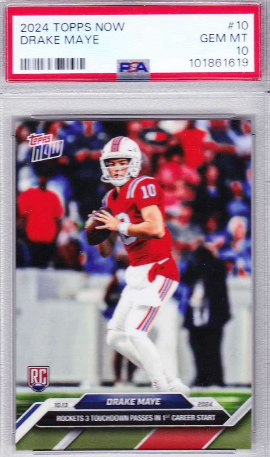 2024 Topps Now Drake Maye PSA 10 Rookie Football Card #10 New England Patriots