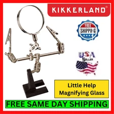 Kikkerland Magnifying Glass w/ Clips Photo Memo Holder Weighted Base Craft Tool