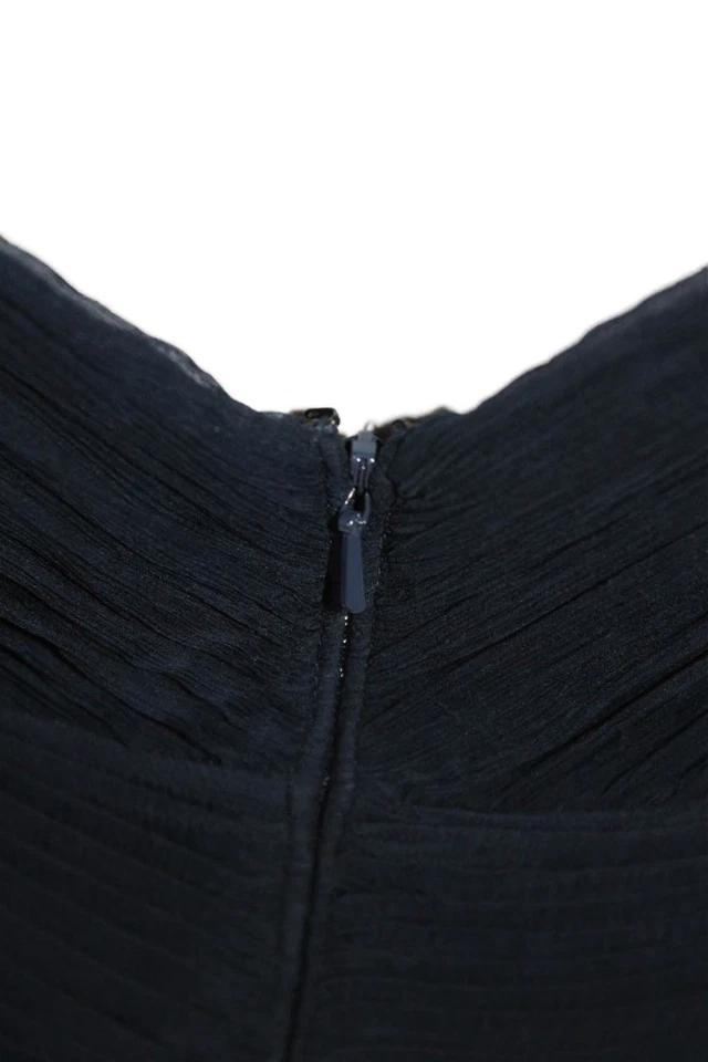 Vestido Tadashi para mujer de seda azul marino detalle drapeado cuello en V sin mangas talla 2 Foto 4 de 4