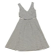 Anthropologie Maeve Cut-Out Textured Dress Sleeveless Striped V-Neck sz 0
