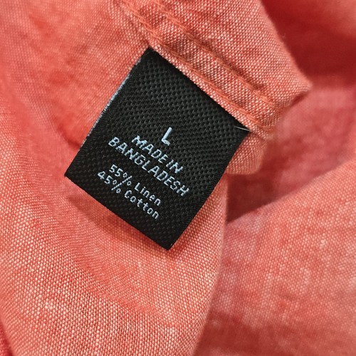 Marc Anthony Luxury Slim Fit Soft Touch Linen/Cotton Shirt Mens Large Coral Pink - Picture 3 of 9