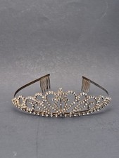 Vintage Metal Tiara Crown with Rhinestones