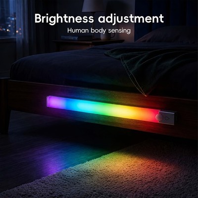 RGB Motion Sensor Under Cabinet Closet Light USB Rechargeable Kitchen Lamp Strip