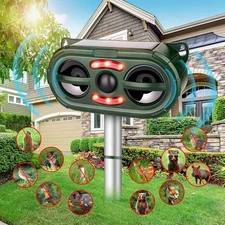 Upgraded Solar Ultrasonic Animal Repellent Dog Cat Skunk Deer Raccoon Fr Garden