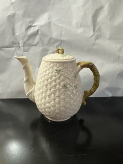 Vintage Belleek Basketweave Shamrock Teapot or Coffee Pot☘️