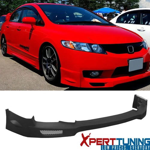 Fits 09-11 Honda Civic 4Dr Front Bumper Spoiler Lip Mugen Style PU Matte Black