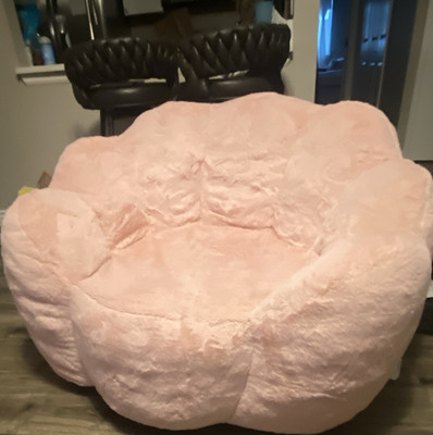 Pink fluffy stuffed chair