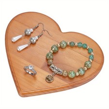 1pc Wood Bases Heart Display Pedestals Saddle Brown 14.5x18x1.5cm Jewelry