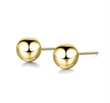 NWT Gold Plated Over Sterling Silver 925 Classic Ball Studs 8mm