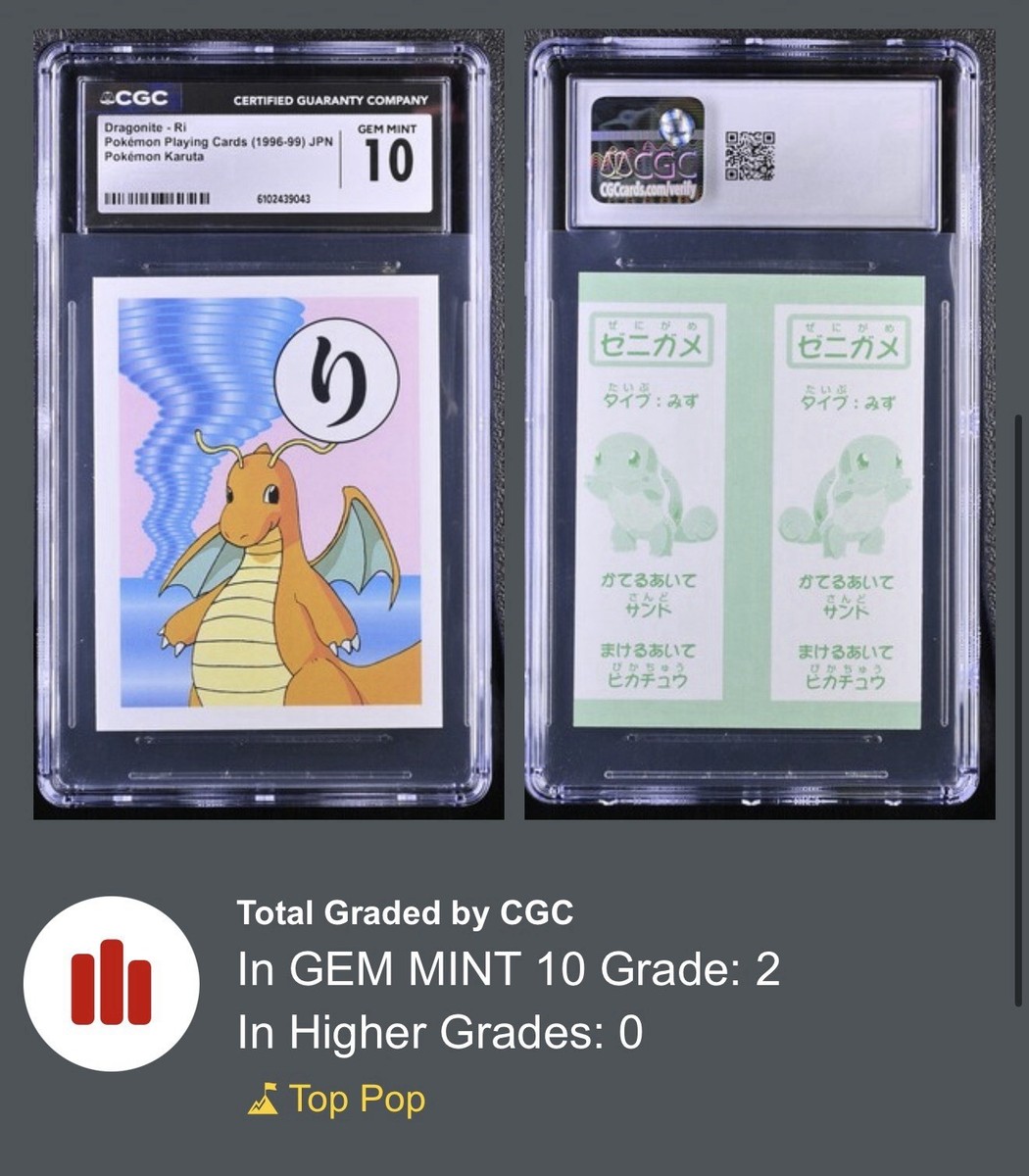 Vintage Pokémon 1996 Base Set Karuta 1st Ed Dragonite CGC 10 Gem