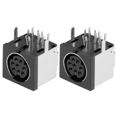 2pc S-Vidéo 8 broche souder support rail DIN Audio Vidéo noir connecteur DIN8 - Photo 1/4