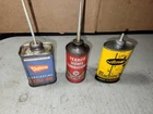 3 vintage oil tins Texaco home,  Arrow machine  Challenge cycle